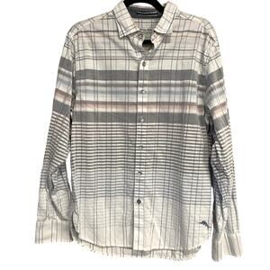 Tommy‎ Bahama Shirt Long Sleeve Button Up Striped Coastal Cord Cotton Medium